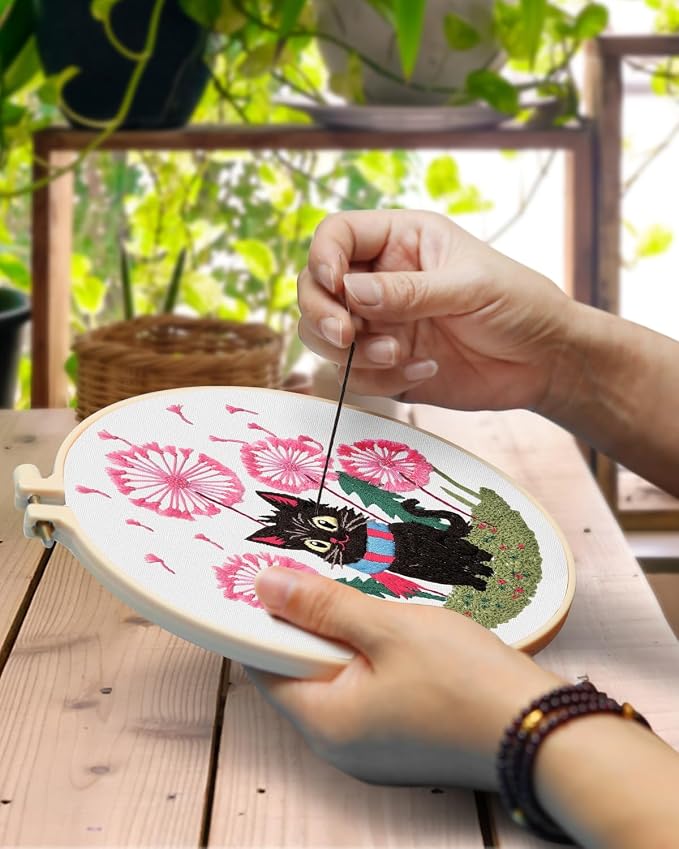 TINDTOP Embroidery Kit for Adults, Cat Embroidery Practice Kit | for Beginners - Image 4