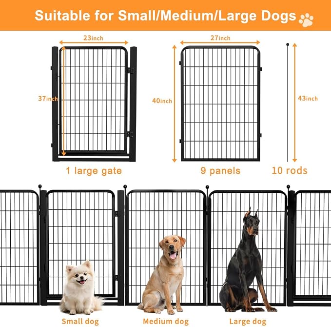Dog Fence Indoor Pens Outside, Portable Outdoor Dog Playpen 40" H 10 Panels Pet - Image 6