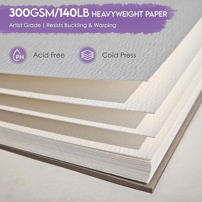 KOVIEDE 100% Cotton Watercolor Paper Pad 9"x12" - Image 2