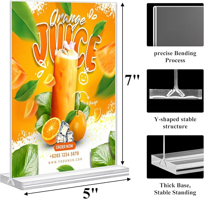 Acrylic Sign Holder 5x7, 6 Pack Clear Plastic Table Display Vertical - Image 5