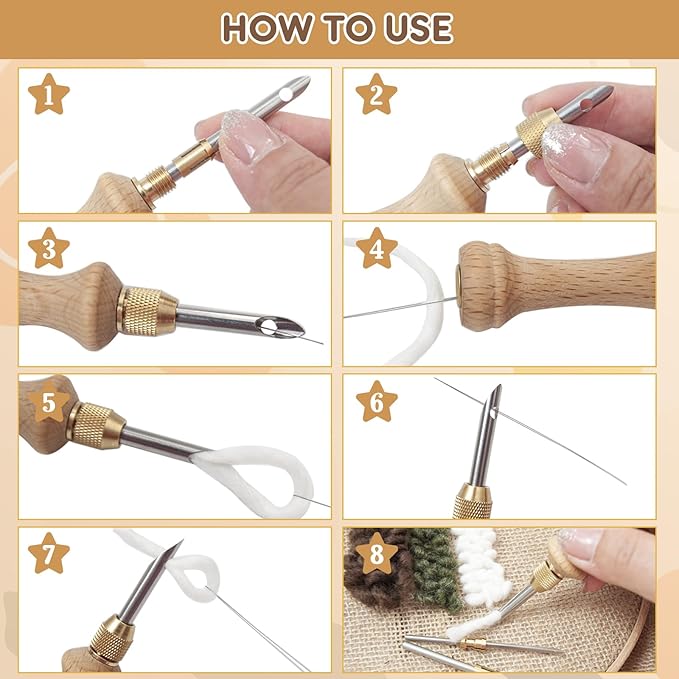 Punch Needle Kit with Storage Box, Adjustable Punch Needle Tool with 5 - Image 6