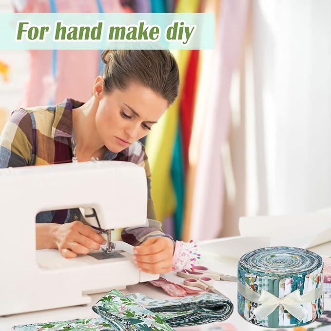 Hosuly 40 Pcs Blue Green Floral Jelly Fabric - Image 4