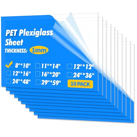Art3d 10-Pack of 8×10" PET/Plexiglass Sheets, Transparent Clear Flexible by Art3d