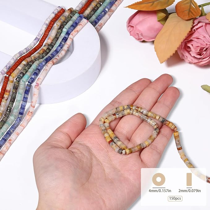 150Pcs 4×2mm Natural Red Coral Spacer Stone Beads - Image 2