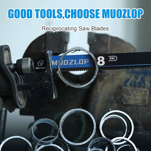 2 Pack 12 inch Reciprocating Saw Blades Set， 8 TPI High Carbon Saw Blades for Metal ，Saw Blades with Organizer Case (2, 8T/12inch)