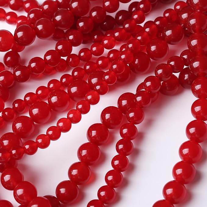 32PCS 12MM Red Chalcedony Beads Energy Healing Beads for DIY Jewelry Bracelet Necklace Making for Jewelry Making 15Inch
