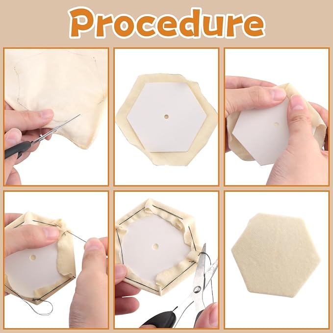 480 PCS Hexagon Piecing Paper Templates, 1.5" White Paper templates, Quilting - Image 6