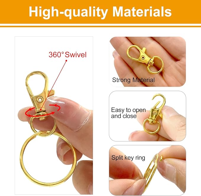 60PCS Keychain Making Kit, Including 30PCS Keychains Clips Hooks and 30PCS Key - Image 4