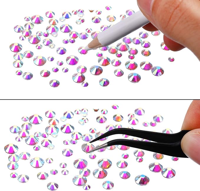 TecUnite 2000 Pieces Flat Back Gems Round Crystal Rhinestones 6 Sizes - Image 3