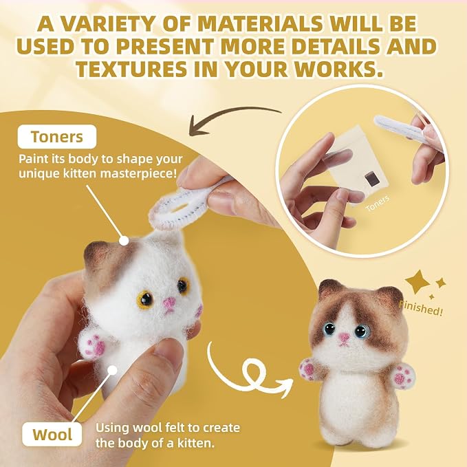 MOREJMTT Needle Felting Kit, 6Pieces Cats Making Wool Needle Felting Starter Kit - Image 9