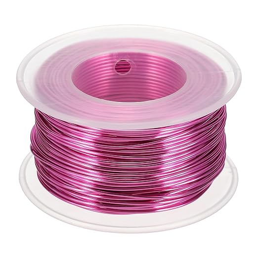 uxcell 18 Gauge / 1mm Anodized Aluminum Wire for Jewelry Craft Making, 102 Feet Bendable Flexible Wire for DIY Home Decor Gardening Sculpture, Rose Red