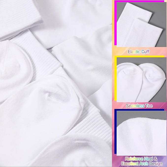 Syhood White Cotton Crew Socks for Tie dye Party Casual Soft Cushion Novelty - Image 4