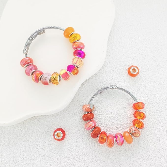 Large Hole Beads Spacer Beads Orange Assorted European Craft Big Beads Large - Image 3