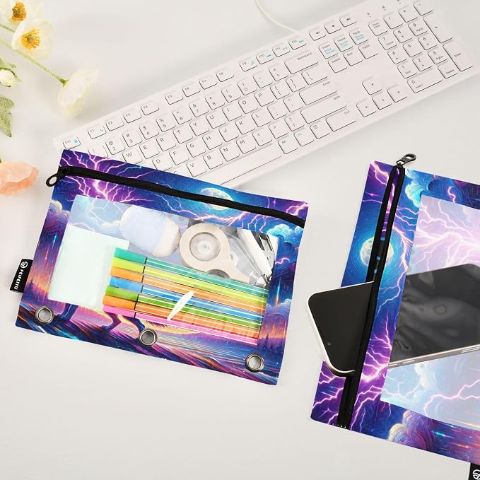 Custom Wolf Howling in Moon Night Pencil Pouch - Image 5
