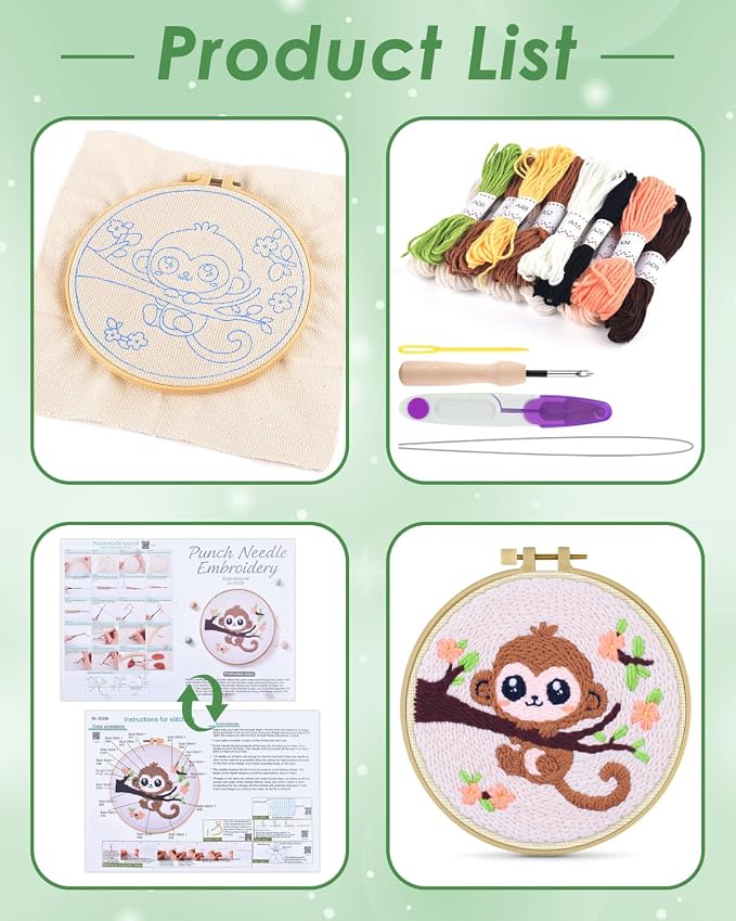 ERKOON Punch Needle Kit for Beginners Adults, DIY Easy Animals Embroidery Set - Image 2