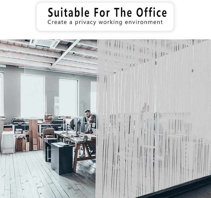 Finnez Window Privacy Film Decorative Frosted Window Cling Privacy Film for Glass, Non-Adhesive Heat Anti-UV for Home Office Living Room, Irregular Stripe Patterns, 23.6 x 78.7 Inches
