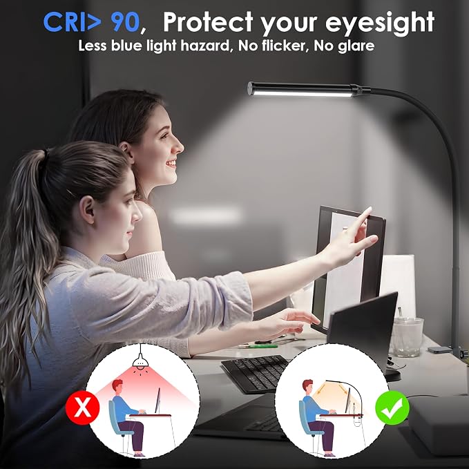 ShineTech LED Desk Lamp with Clamp, Clip On Desk Lamp - Image 4