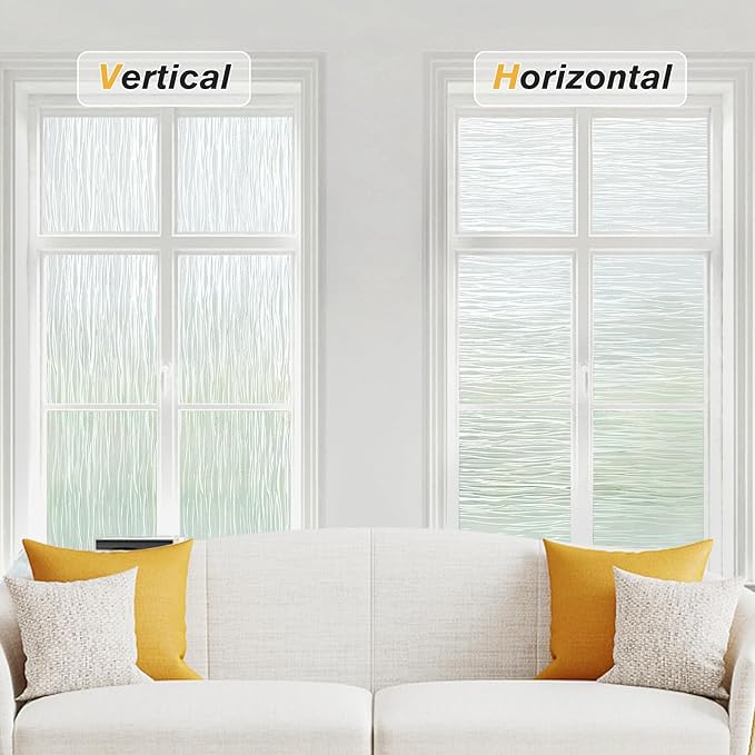 Haton Window Privacy Film, Frosted Glass Privacy Window Clings, Sun Blocking Frosting Opaque Coverings, Static Cling Removable Decorative Stickers for Home Door, Non-Adhesive 23.6" x 157.4"