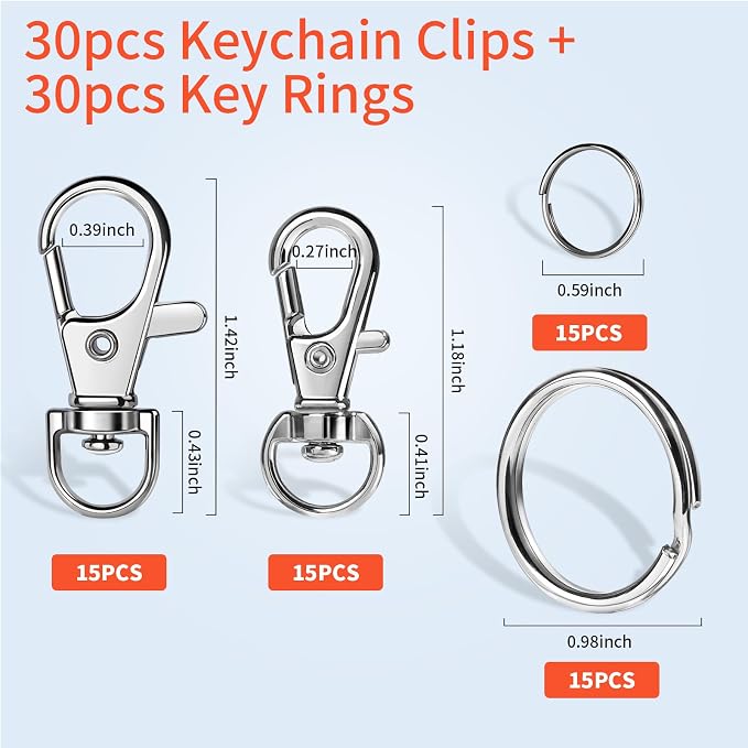 LEOBRO 60 PCS Swivel Snap Hooks and Key Rings, Keychain Clips and Key Chain - Image 2