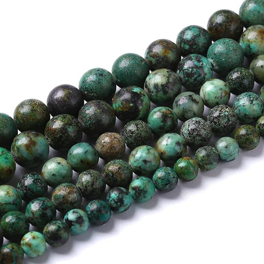 8mm 90pcs Natural African Turquoise Stone Beads for Jewelry Making Round Loose Gemstone Beads DIY Bracelet Necklace Earrings 32" 2 Strands