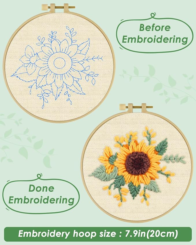 ERKOON Punch Needle Kit Beginners Adults, DIY Easy Flower Embroidery Set - Image 3