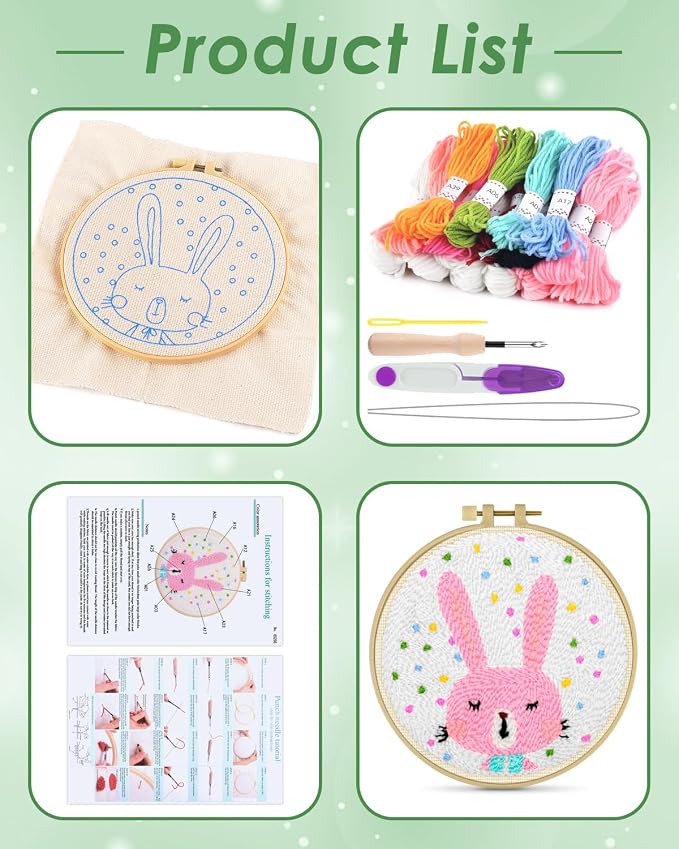 ERKOON Punch Needle Kit Adults Beginners, DIY Easy Animals Embroidery Set - Image 2