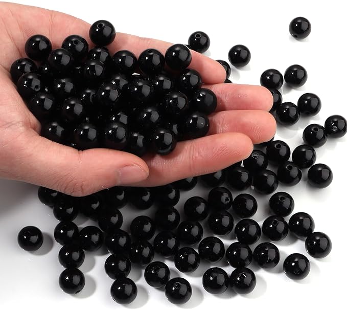 80pcs Black 14mm Pearl Beads by chuyau