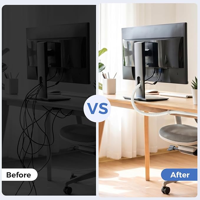 Delamu 30ft - 1/2 inch Cable Sleeve Cord Protector from Pets No Chew, - Image 9