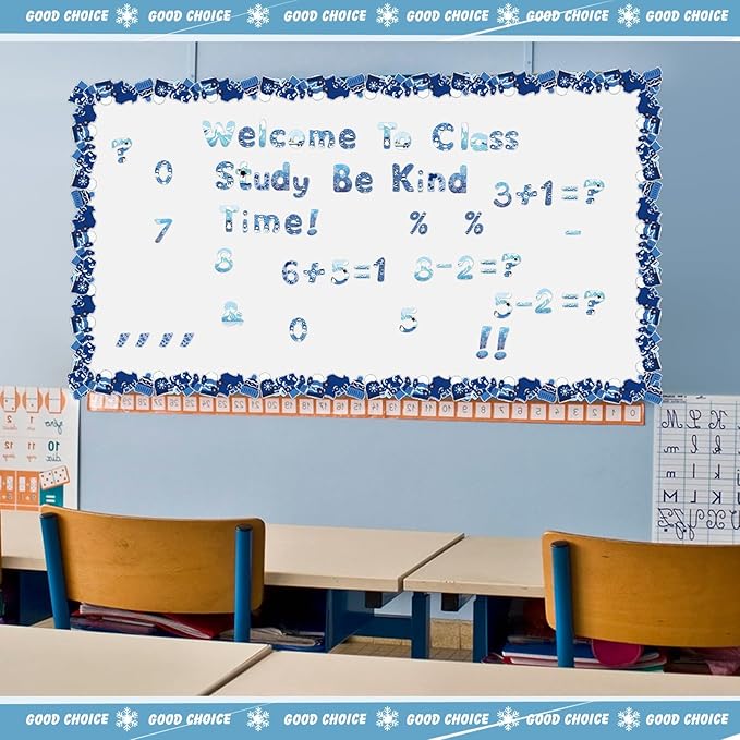 221 Pcs Classroom Bulletin Board Letters Colorful Alphabet Cutouts Number and Punctuation Symbol Combo Letter Cutouts for Wall Chalkboard Poster Board Decor (Blue Round)