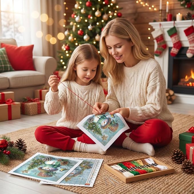Christmas Snowman Stamped Cross Stitch Kits - Image 7