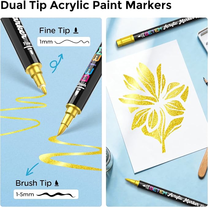 Betem Gold Acrylic Paint Pens, for Black Paper, Scrapbooking, Photo Album - Image 2