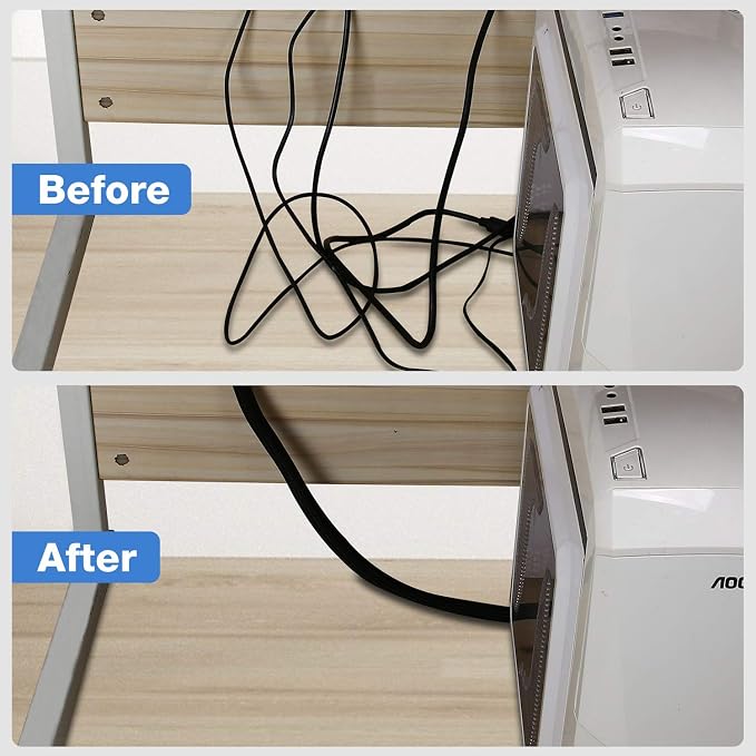 JOTO 26 Feet Cable Management Sleeve -Black | Cord Organizer System - Image 5