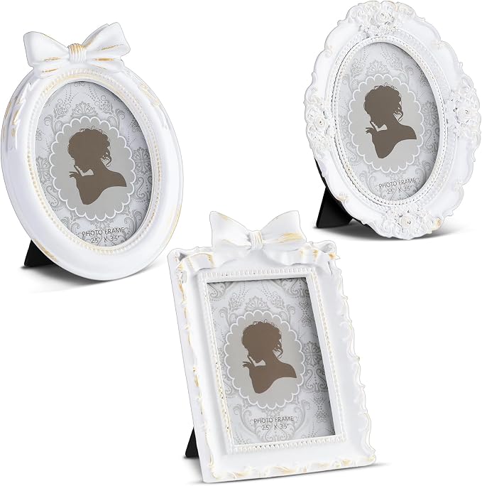 Vicenpal 3 Pcs Tiny Picture Ornate Frames 2.5 x 3.5 Inch Small Vintage Oval by Vicenpal