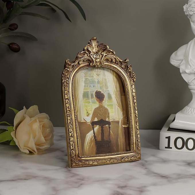 Cuspin 4x6 Vintage Picture Frame Arched Frames, Antique Photo Frame Retro Home - Image 7