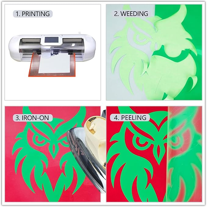 guangyintong Glow in The Dark Heat Transfer Vinyl HTV Rolls, 12" x 8ft Luminous Fruit Green Iron on Vinyl for T-Shirts Costumes, PU Elastic HTV Vinyl for All Cutter Machines Easy to Cut & Weed