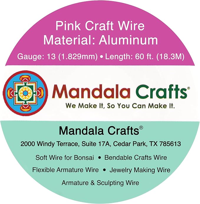 Mandala Crafts 13 Gauge Pink Anodized Aluminum Craft Wire, 60 FT | Colored - Image 3