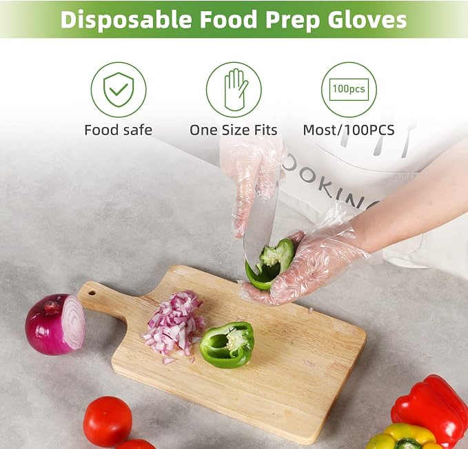 MoloTAR 100 pcs Plastic Disposable Gloves, Disposable Gloves, One Size Fits Most - Image 2