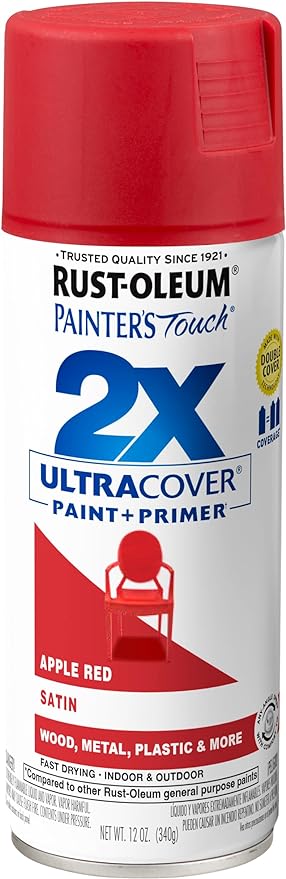 Rust-Oleum Painter's Touch 2X Ultra Cover Spray Paint, Satin Apple Red | Indoor by Rust-Oleum