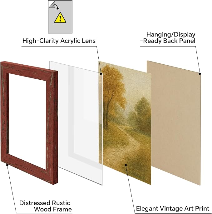 puthiac 5x7 Rustic Farmhouse Picture Frame, Barn Red, 1 Pack | Distressed MDF - Image 3