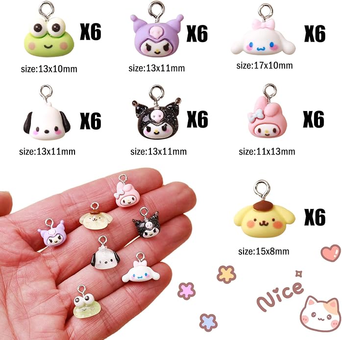 YOKUSHI 42PCS Cute Cartoon Resin Charms - Image 2