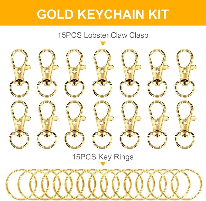 60PCS Keychain Making Supplies, Lobster Claw Clasp - Image 3