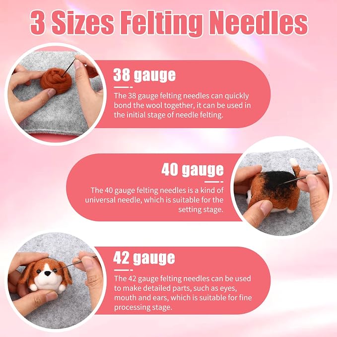 UOOU Felting Kit, Wool Roving, Felting Pad, Instruction Manual, Needle Felting - Image 5