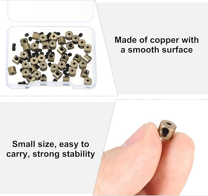 MECCANIXITY 40 Pcs Metal Locking Pin Backs, Locking Pin Keepers Clasp 5mm(H) with 4 Wrench Replacement in Storage Case for Badge, Brooch, Copper Tone