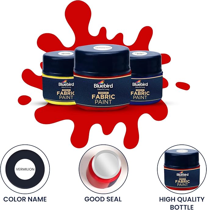 BLUEBIRD Fabric Paint Set, Independence Day Primary Colors, 6 x 25 ML - Image 4