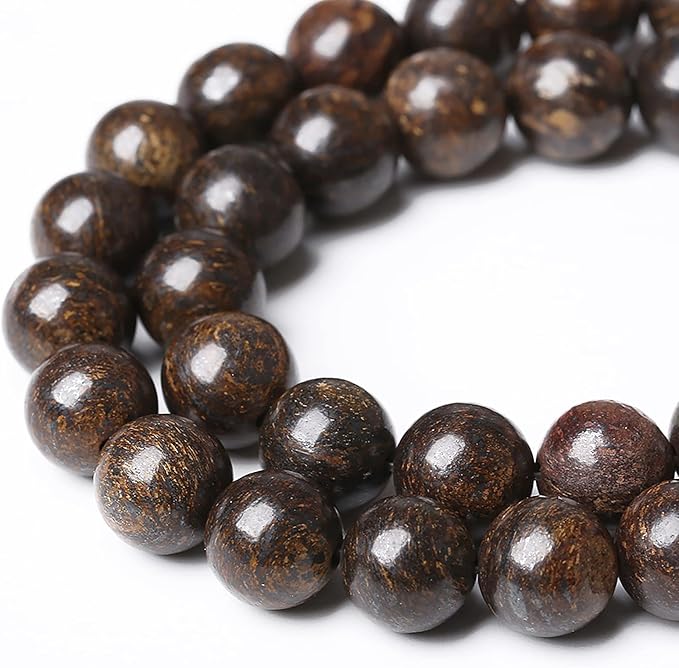45pcs 8mm Natural Stone Beads Brown Bronzite Gemstone Round Loose Beads for Jewelry Making DIY Bracelet Necklace