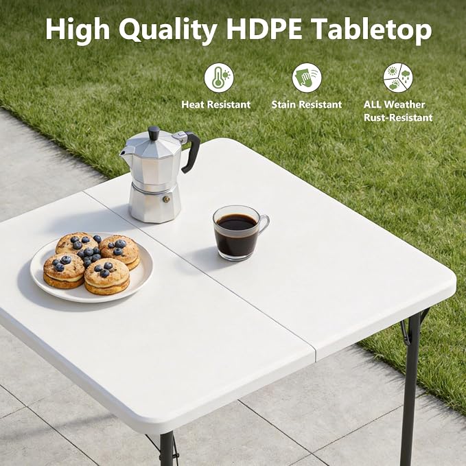 Folding Table, 36 Inch Square Foldable Card Table - Image 6