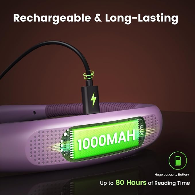Glocusent Book Light, 3-Color & 6-Brightness Reading Light, Bendable Neck Light - Image 4