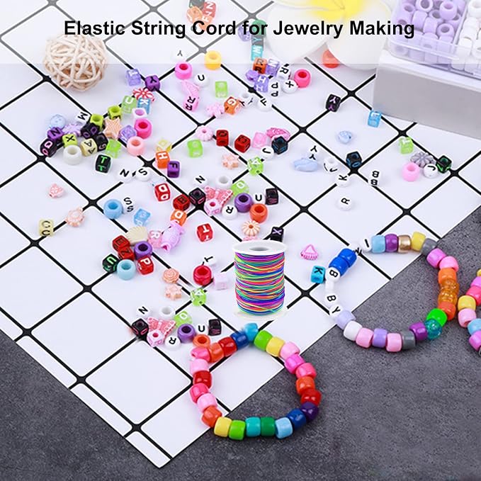 LUSTEMBER 1mm Stretchy Bracelet String, Sturdy Rainbow Elastic String Elastic - Image 5