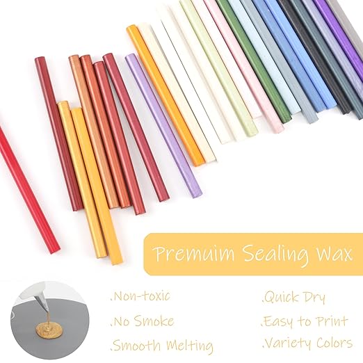 Gold Wax Seal Sticks 26pcs, Andotopee Glue Gun Wax Seal Sticks for Wax Seal Stamp, Premium Sealing Wax for Envelope Letter Seal Wedding Invation Craft Adhesive, Great Gift Ideas (Mini Size)