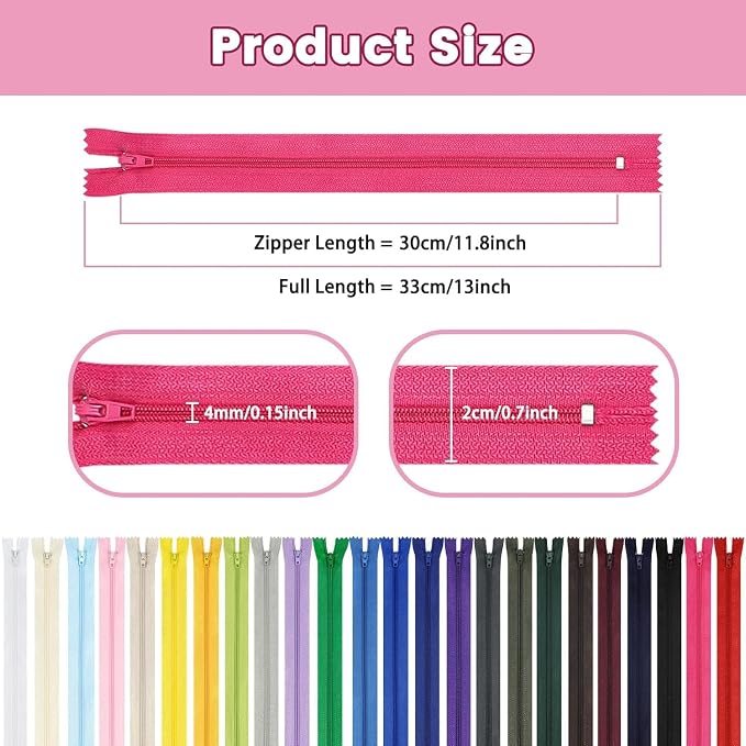 12 Inch Zippers, DOITEM 48 pcs 30cm/12 Inch Zippers - Image 4